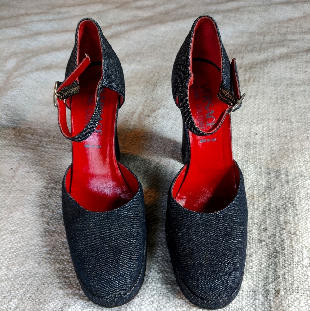 Versace denim heels!!